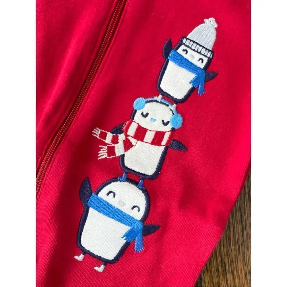 NEW GYMBORee Baby 6-12 Months Red 1-piece Penguin Appliqué Sleeper BUY 2 GET 1 F